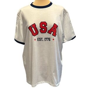 4th Fourth of July men’s red white blue USA T-shirt Graphic Tee Large